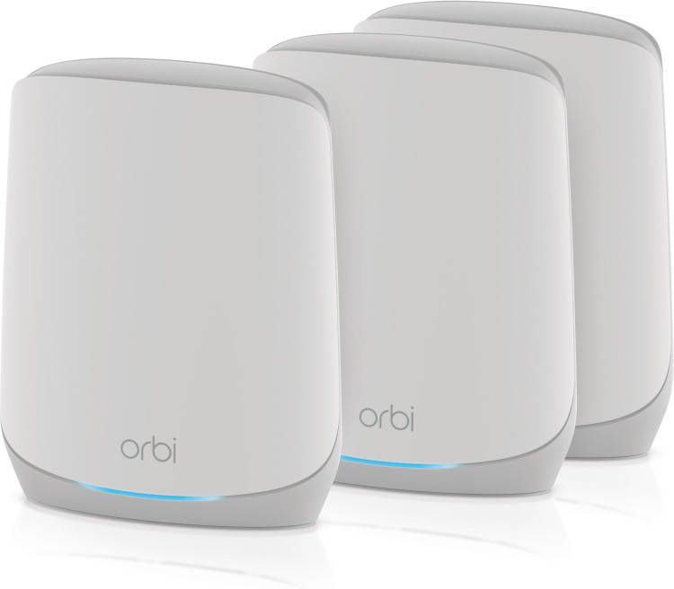 Netgear ORBI RBK763s Tri band Mesh WiFi 6 Systeem 1x ORBI router(RBR760)+ 2x ORBI satelliet(RBS760 ), Dekking tot 525 m²
