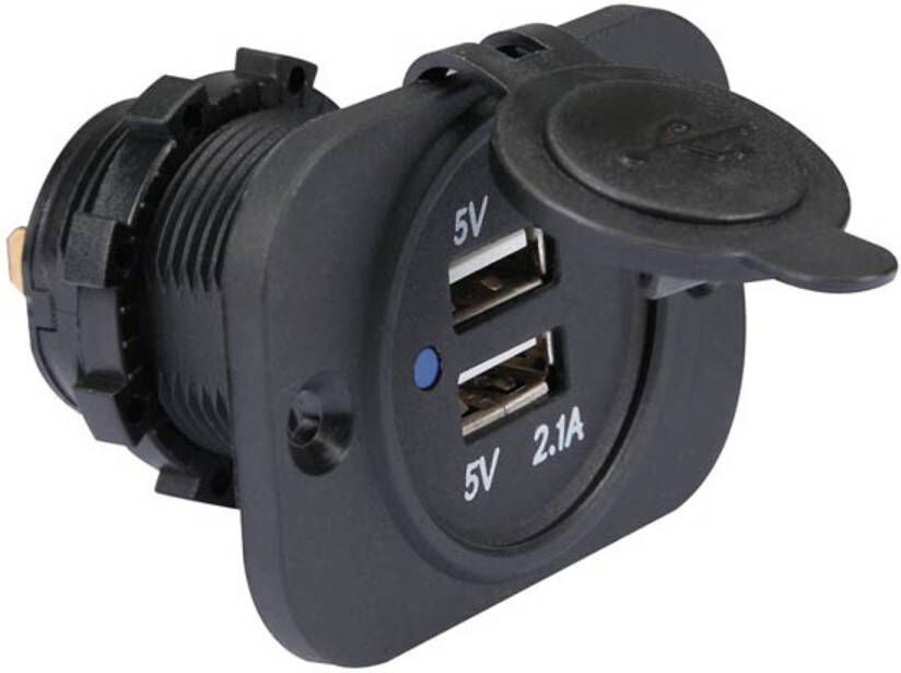 Velleman Usb lader Voor De Auto inbouw(12 24 Vdc In, 2 X 5 V Uit )