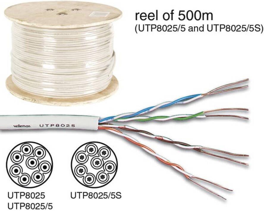 Velleman Utp Kabel Cat5e 4 X 2 X 0.51mm Ivoor/4 Twisted Pairs 100m