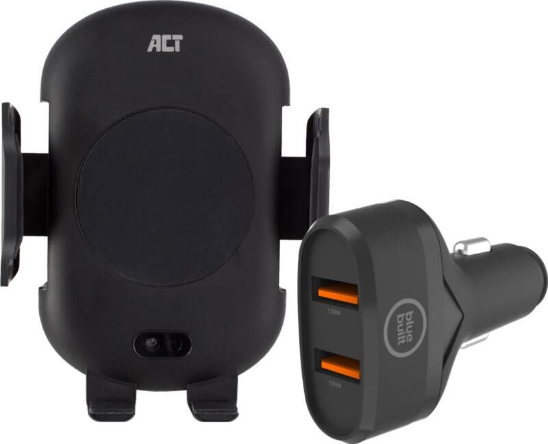 ACT Telefoonhouder Auto Luchtrooster/Dashboard met Draadloos Opladen + Oplader 18W