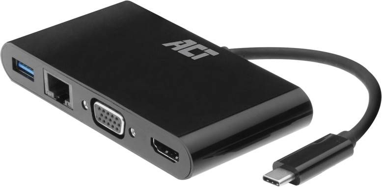 ACT USB C naar HDMI of VGA Multiport Adapter 4K met Ethernet