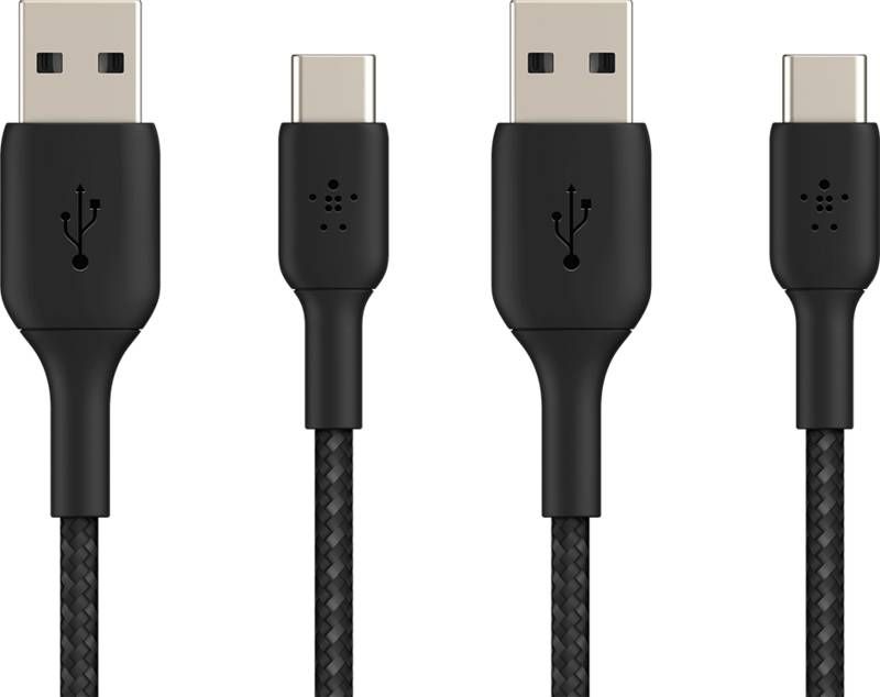 Belkin Usb A naar Usb C Kabel 1m Zwart Nylon Duo Pack