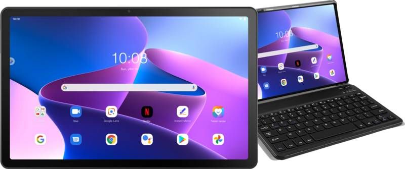 Lenovo Tab M10 Plus(3e generatie)128GB Wifi Grijs + Just in Case Toetsenbord Hoes QWERTY