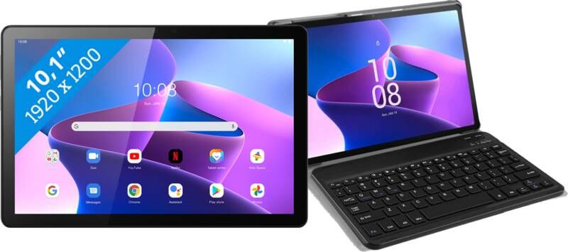 Lenovo Tab M10(3de generatie)10.1 inch 64GB Wifi Grijs + Just in Case Toetsenbord Hoes