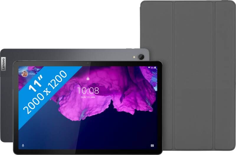 Lenovo Tab P11 Plus 128GB Wifi Grijs + Book Case Zwart