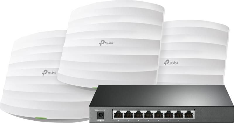 TP-Link TP Link Omada EAP245 3 Pack + TP Link Omada TL SG2008P