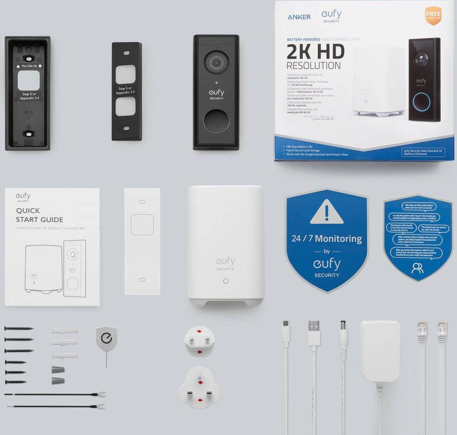 EUFY Security 2K video deurbel accu, HomeBase 2