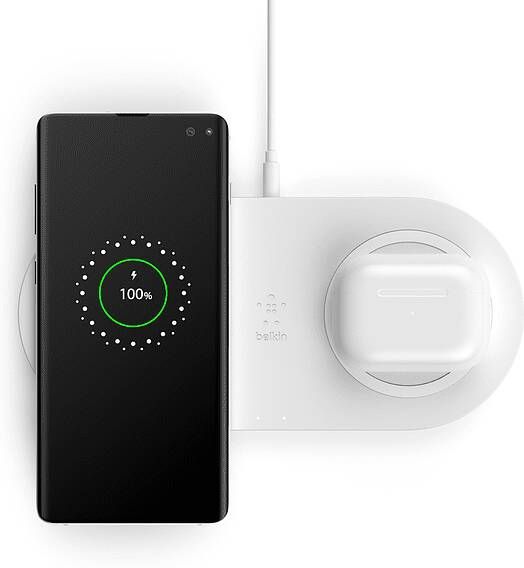 BELKIN Dual Wireless Charging Pad 10 Watt met PSU Wit