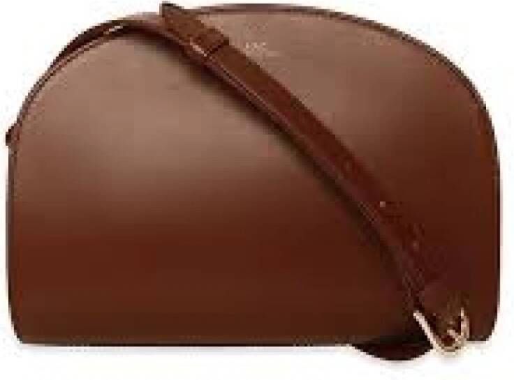 A.p.c. Demi Lune Bag in Brown Leather , Bruin, Dames
