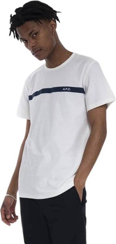 A.p.c. yukata t shirt with logo embroidery , Wit, Heren