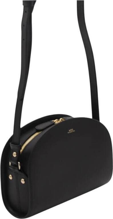 A.p.c. Demi Lune Bag in Black Leather , Zwart, Dames