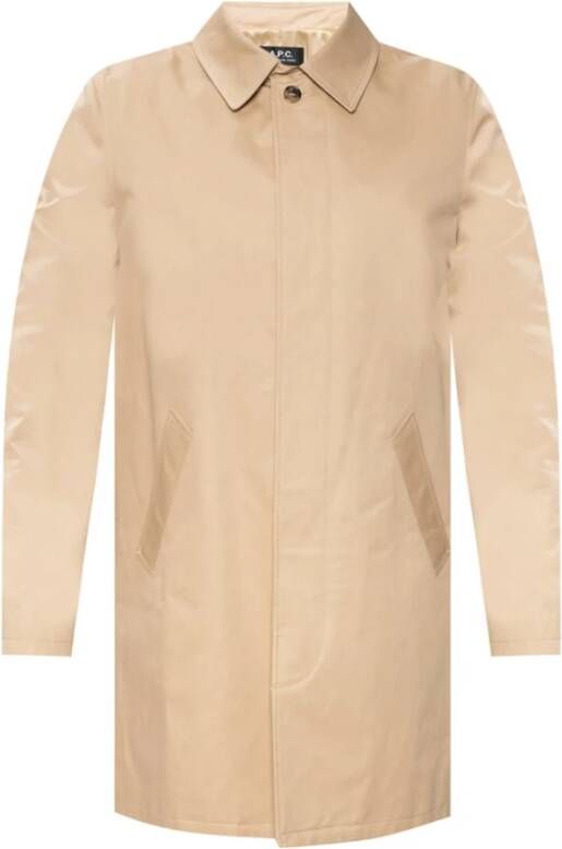 A.p.c. Trenchcoat met enkele ventilatie , Beige, Heren