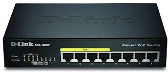 D-Link D Link DGS 1008P 8 Port Gigabit PoE Unmanaged Desktop Switch