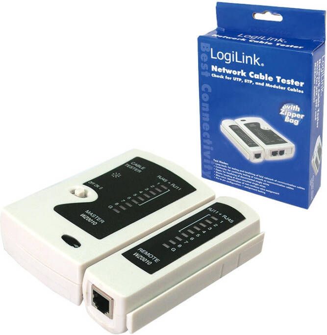 WZ0010 Kabeltester voor RJ-11, RJ-12 en RJ-45